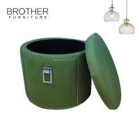 Wholesale Fabric+Foam Ball Green Round Low Velvet Cube Ottoman Foot Stool Storage